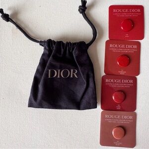 Dior Rouge Dior Lipstick Sample Set + Dior Pouch (New)